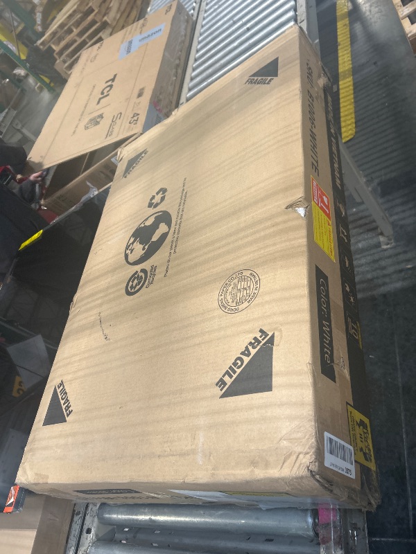 Photo 1 of ****FACTORY SEALED****COMHOMA Vanity Desk with Mirror and Lights, Makeup Vanity Table with 4 Drawers & Storage Shelves, Large HD Mirror, 3 Color Modes & Adjustable Brightness, Modern Dressing Table for Bedroom, Pearl White