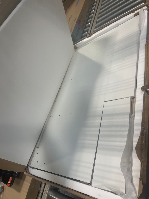 Photo 1 of ****FACTORY SEALED****COMHOMA Vanity Desk with Mirror and Lights, Makeup Vanity Table with 4 Drawers & Storage Shelves, Large HD Mirror, 3 Color Modes & Adjustable Brightness, Modern Dressing Table for Bedroom, Pearl White