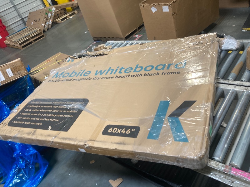 Photo 1 of ****ONE OF THE CORNERS IS BENDED, PLEASE SEE PICTURES****
Rolling Dry Erase Board 60 x 46 - Large Portable Magnetic Whiteboard with Stand - Double Sided Easel Style with Wheels - Mobile Standing Whiteboard for Office, Classroom & Home
