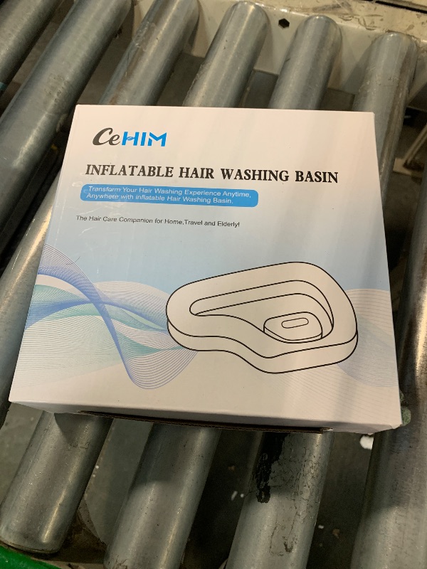 Photo 1 of ?Portable Inflatable Shampoo Basin for Bedridden & Elderly - Zero Pooling Design | Fast-Drain Slope & Neck Support | Portable Hair Wash Bowl, Drain Hose | Hospital PVC | Home Use (Blue, Large)