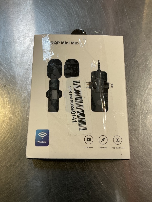 Photo 1 of **PARTIALLY FUNCTIONAL** PQRQP 3 in 1 Professional Wireless Lavalier Microphone for iPhone, Android, Camera, Wireless Microphones, Mini Microphone, Crystal Clear Sound Quality for Recording, Live Streaming, Microphone Clips