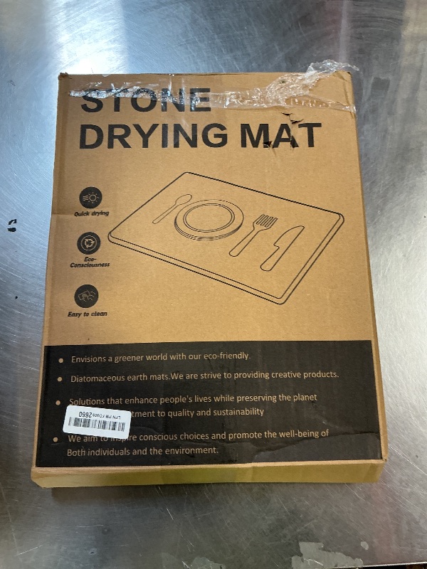 Photo 2 of Large Stone Dish Drying Mat for Kitchen Counter,2 PCS Quick Dry Stone Dishes Mats,Foldable Water Absorbing Diatomaceous Earth Drying Pad for Countertop Bottles Utensils Cups(Dark Gray 24"×16" & 8"x4")