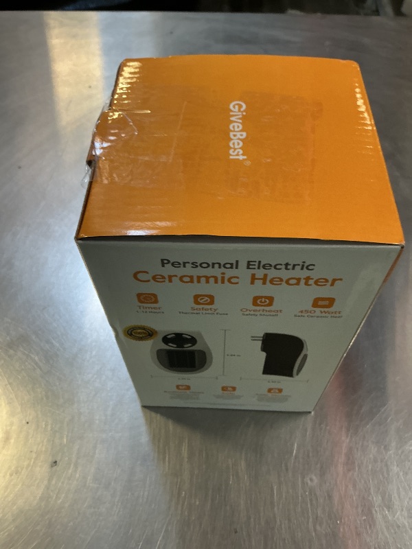 Photo 1 of GiveBest Programmable Space Heater with LED Display, Remote Wall Outlet Electric Heater with Thermostat and Timer for Home Office Bathroom Indoor Use, Small Plug in 450 Watt Heater, ETL Listed