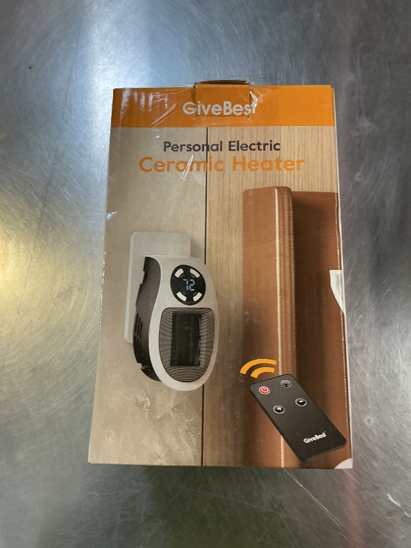 Photo 1 of GiveBest Programmable Space Heater with LED Display, Remote Wall Outlet Electric Heater with Thermostat and Timer for Home Office Bathroom Indoor Use, Small Plug in 450 Watt Heater, ETL Listed