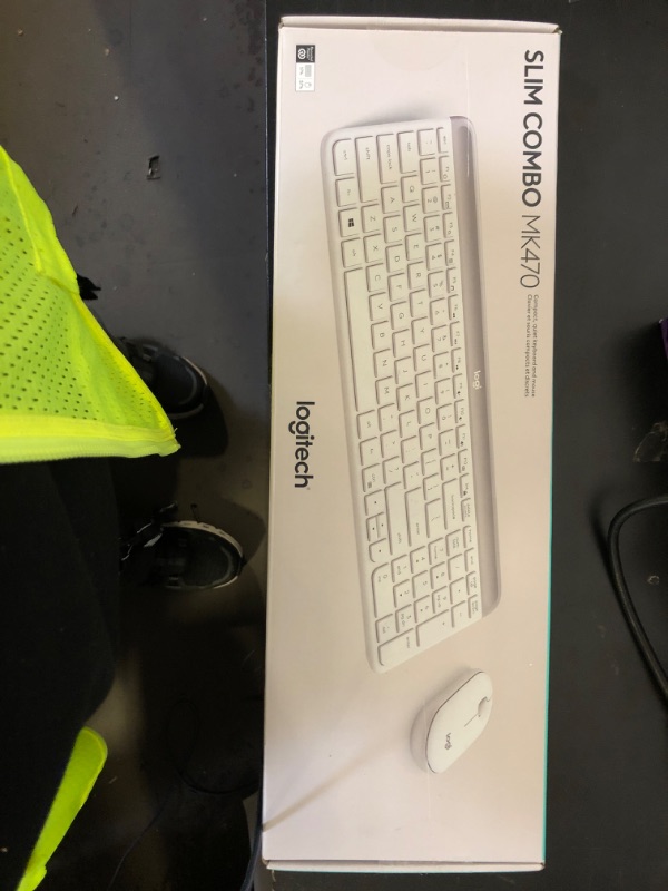 Photo 1 of *MISSING USB* Logitech MK470 Slim Wireless Keyboard and Mouse Combo - Modern Compact Layout, Ultra Quiet, 2.4 GHz USB Receiver, Plug n' Play Connectivity, Compatible with Windows - Off White