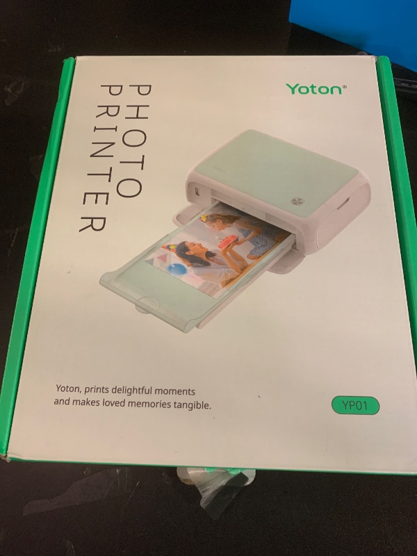 Photo 1 of YOTON Photo Printer, Picture Printer with 54 Sheets (4"x6") & 1 Ink Ribbon, Support AR Video Printing, Wi-Fi Connection, Portable Photo Printer for iPhone/Android/Laptop (printing defect) (selling for parts)