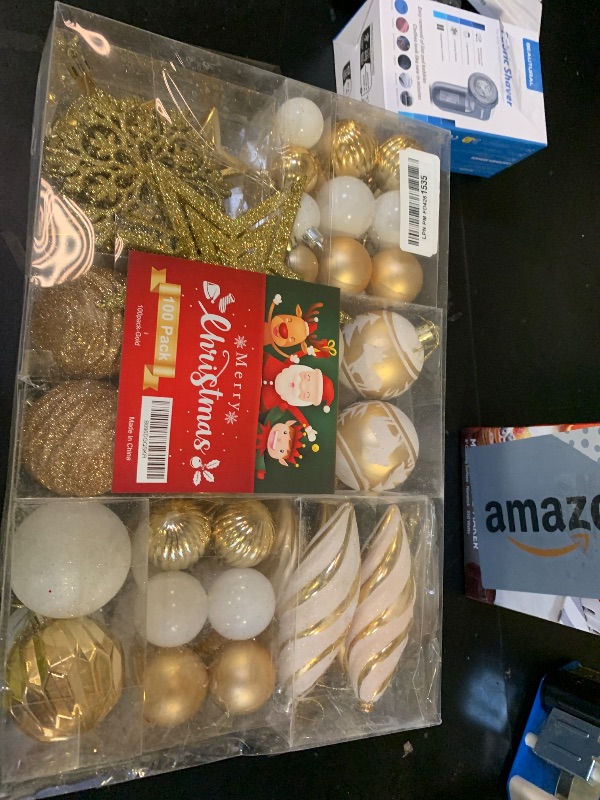 Photo 1 of 100ct Christmas Ball Ornaments Set - Assorted Shatterproof Hanging Tree Ornament Set with Reusable Hand-held Gift Package for Xmas Tree Holiday Party and Home Decor (Gold)