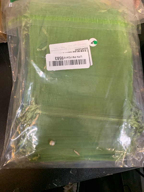 Photo 1 of 100 Count Organza Drawstring Gift Bags 5x7 inch Light Green for Jewelry,Candy,Sheer Fabric Clear Mesh Wrap Sachet for Baby Shower,Christmas,Party Favors,Bridal Shower,First Birthday,Wedding,Easter