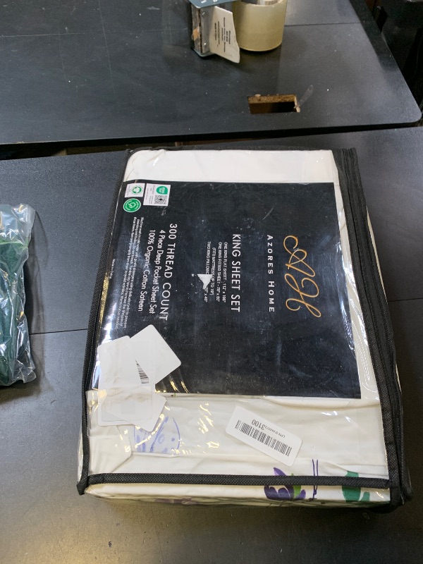 Photo 1 of Azores 300 Thread Count Organic Cotton Deep Pocket Bed Sheet Set, Fits up to 19 Inch Mattress - King, Selena/Multicolor