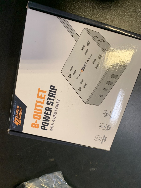 Photo 1 of 10Ft Extension Cord with Multiple Outlets, Flat Plug Surge Protector Power Strip 10 Ft Long Cord, 8 Outlets & 4 USB Ports (2 USB C), Desk Charging Station for Home Office, College Dorm Room Essentials