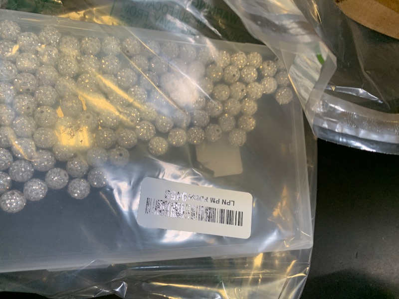Photo 1 of 100 pcs 10mm Rhinestone Beads for Jewelry Making Crafting, White Shiny Round Disco Baseball Necklace Beads for DIY Shamballa Sparkle Crystal Clay Christmas Bracelet Earring