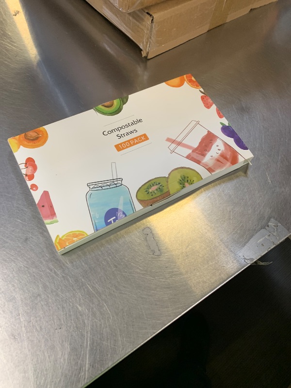 Photo 1 of [100 Pcs] 5 Inch Sugarcane Cocktail Short Straws - Disposable Compostable Biodegradable Drinking Straws for Whiskey Bar Club Cocktail Cold Drinks