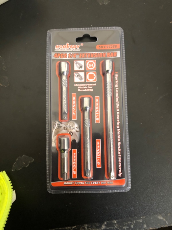 Photo 1 of 1/4" Socket Extension Set - 4PCS Drive Socket Quarter Inch Extension Bar Set 2" / 50mm, 3" / 75mm, 4" / 100mm, 6" / 150mm CR-V Durable Material