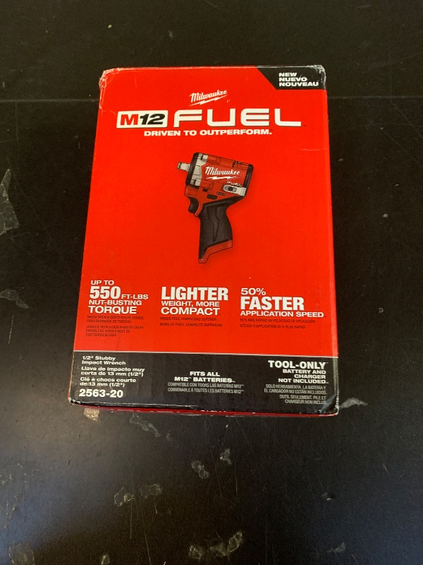 Photo 1 of Milwaukee M12 FUEL Stubby 1/2 Inch Impact Wrench (Bare Tool)