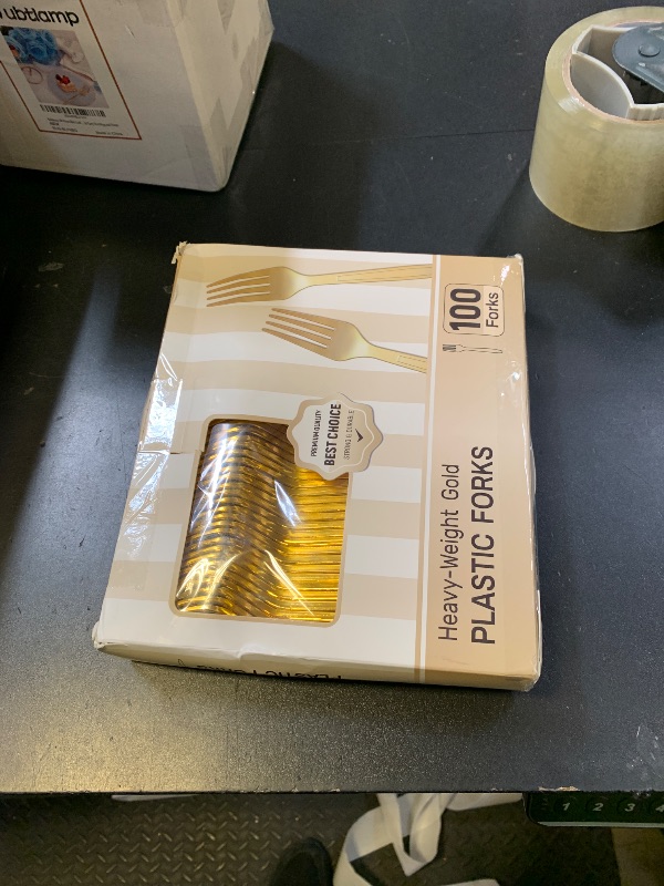 Photo 1 of 100 Pcs Gold Plastic Forks, Disposable Plastic Forks, Plastic Utensils for Parties, Weddings, Picnics, Big Event, Daily Use - BPA FREE