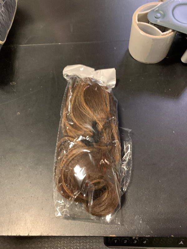 Photo 1 of 14 Inch Ponytail Extension - Clip in Ponytail Hair Extensions, Curly Wavy Pony Tails Hair Extensions, Synthetic Claw Clip Ponytail Extension for Women (Color: Chestnut Brown With Golden Highlights)