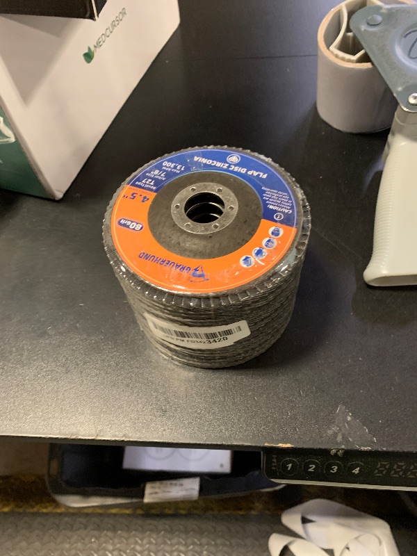 View 2 of 10 Pack Flap Discs 4 1/2" x 7/8" for Angle Grinder, 80 Grit T27 Flap Sanding Discs, 4 1/2 Inch Grinding Wheels, Zirconia Grinding Discs for Metal, Wood, and Stainless Steel Finishing