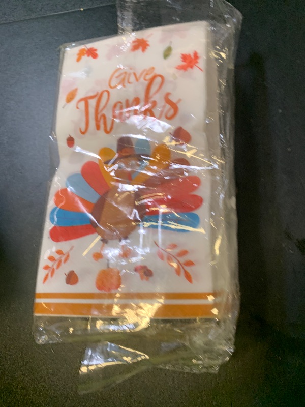 Photo 1 of 100 PCS Thanksgiving Napkins Fall Turkey Autumn Leaves Guest Napkins for Autumn Harvest Party, Kitchen, Bathroom, Thanksgiving Decorations