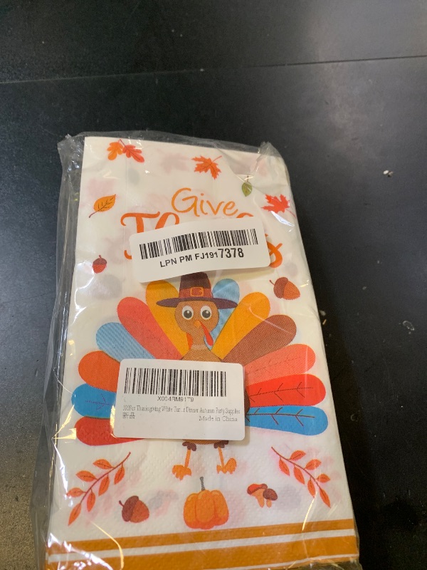 Photo 1 of 100 PCS Thanksgiving Napkins Fall Turkey Autumn Leaves Guest Napkins for Autumn Harvest Party, Kitchen, Bathroom, Thanksgiving Decorations