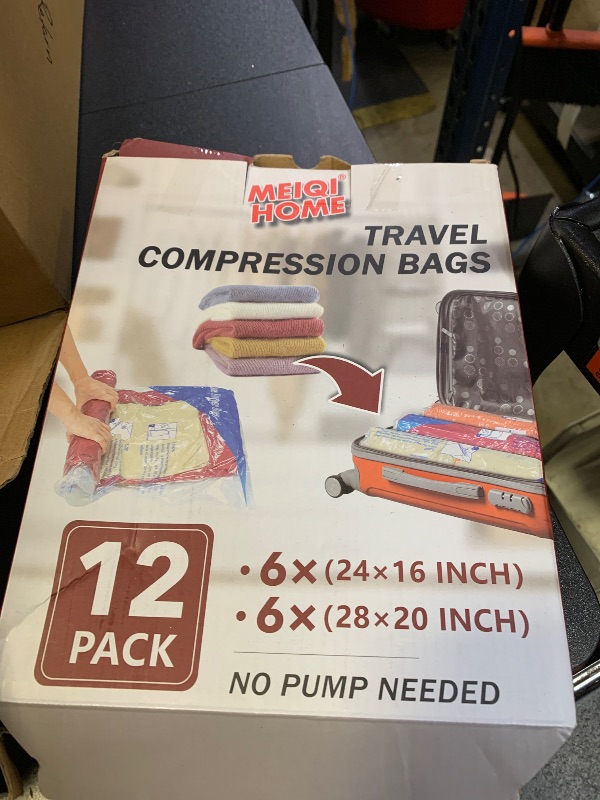 Photo 1 of 12 Pack Compression Bags for Travel | Vacuum Seal Storage Bags for Luggage & Dirty Clothes | Travel Packing Space Saver Bags for Suitcases & Home Organization | MEIQIHOME