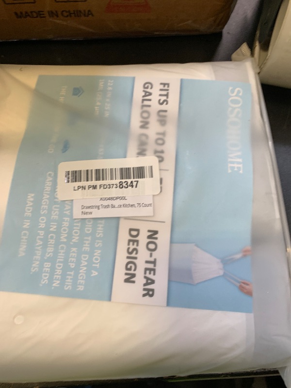Photo 1 of 10 Gallon Trash Bags Drawstring, 1 Mil Thick White Garbage Bag for Office Kitchen, 75 Count