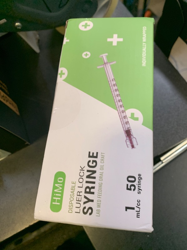 Photo 1 of 50 Pack 1mL Luer Lock Syringe without Needle 1cc Small Plastic Sterile Syringes Individually Wrapped