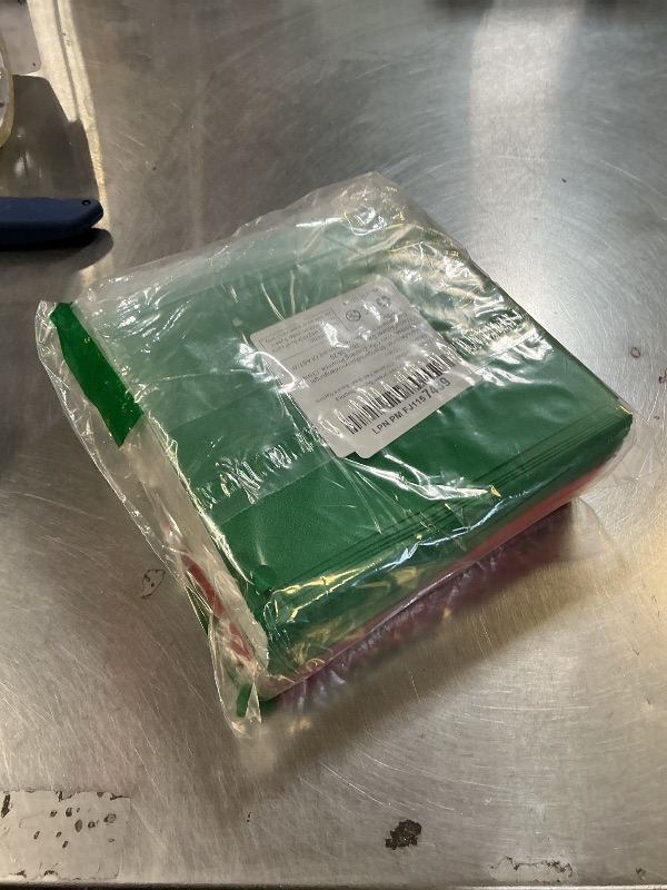 Photo 1 of 100 Pcs Christmas Paper Cocktail Napkins Red and Green Napkins Disposable Absorbent Hand Towels Guest Solid Color Napkin for Christmas Holiday Luncheon Bathroom Kitchen Xmas Party Decorations Supplies