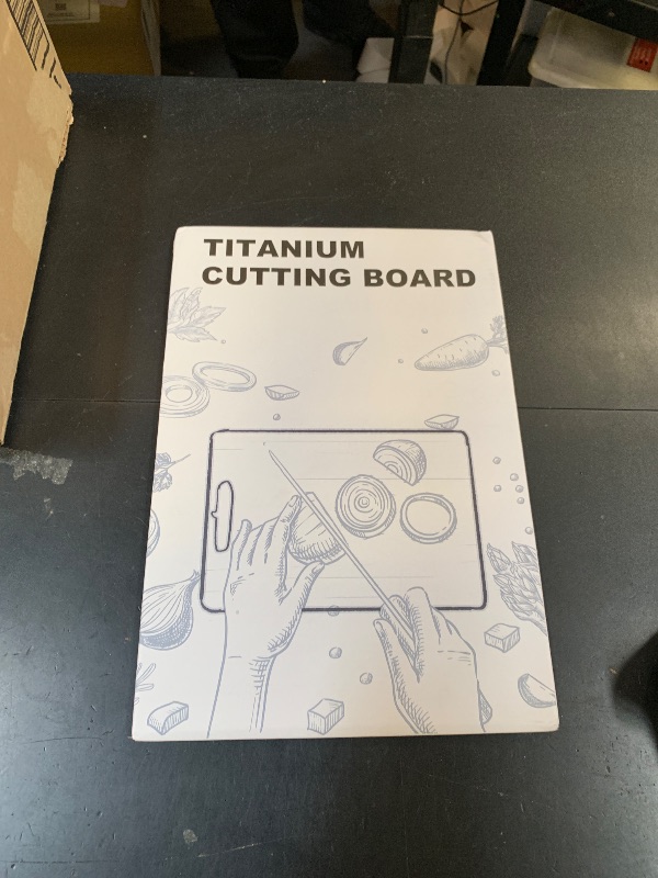 Photo 1 of 100% Titanium Cutting Board for Kitchen - Dishwasher Safe Chopping Boards with Handle, Reversible Charcuterie Board for Home Counter Outdoor Camping Housewarming Gifts for Women (13 x 9.1)
