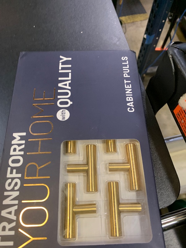 Photo 1 of 10 Pack Gold Cabinet Knobs 2 Inch - Brushed Brass Drawer Knobs Single Hole Gold T Bar Hardware Drawer Pulls for Kitchen Cabinets and Dressers