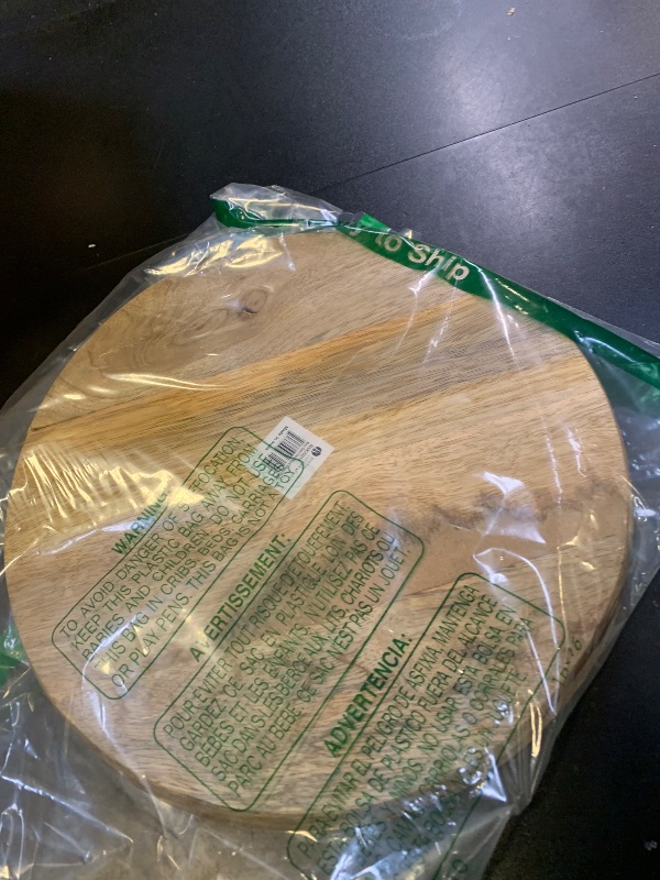 Photo 1 of *SMALL CRACKED* Boston International Round Platter Mango Wood Serving Dish, 12", Navy Swirl Fish