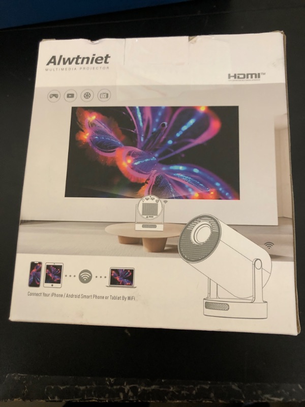 Photo 1 of ?Electric Focus?Mini Projector with WiFi 6 and Bluetooth 5.4, Smart Portable Projector 4k Support, 5W Soundbase Speaker, Auto Keystone 180° Rotation, Home Outdoor Movie Proyector HY300Ultra