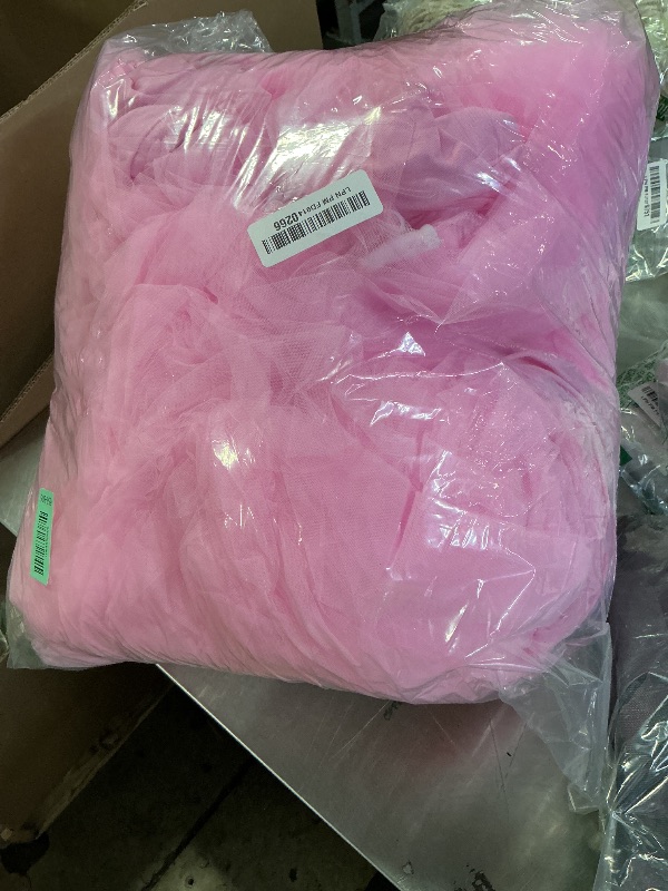 Photo 1 of 14FT Length Pink Tulle Table Skirt for Rectangle Tables 2-Layer Ruffle Tulle Tutu Cloth Desk Table Skirt for Baby Shower Princess Birthday Party Cake Dessert Gender Reveal Decorations