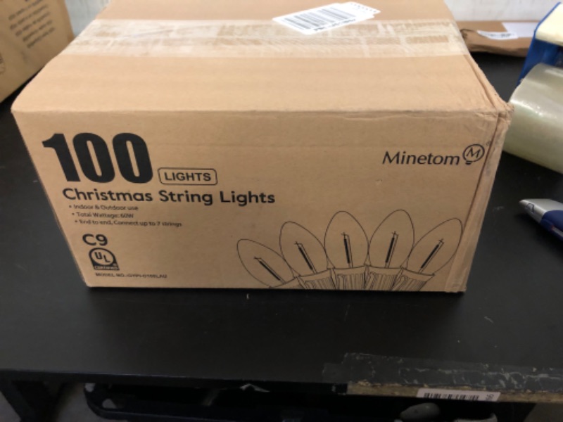 Photo 1 of 100 Feet Commercia Led Outdoor Christmas Lights, Waterproof C9 Christmas String Lights with 100 C9 Strawberry Bulbs Connectable UL Certified for Roofline Patio Holiday Party Backyard Xmas Decor