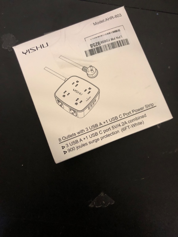 Photo 1 of 6 Ft Surge Protector Power Strip - 8 Widely Outlets with 4 USB Ports, 3 Side Outlet Extender with 6 Feet Extension Cord, Flat Plug, Wall Mount, Desk USB Charging Station, ETL,White