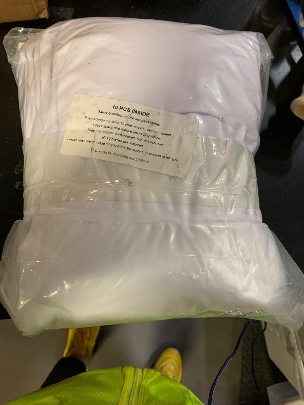 Photo 1 of LGJIAOJIAO 150 Pieces White Chair Covers - Versatile Stretch Polyester Spandex Dining Chair Slipcovers for Dining, Party, Wedding, Banquet, and More