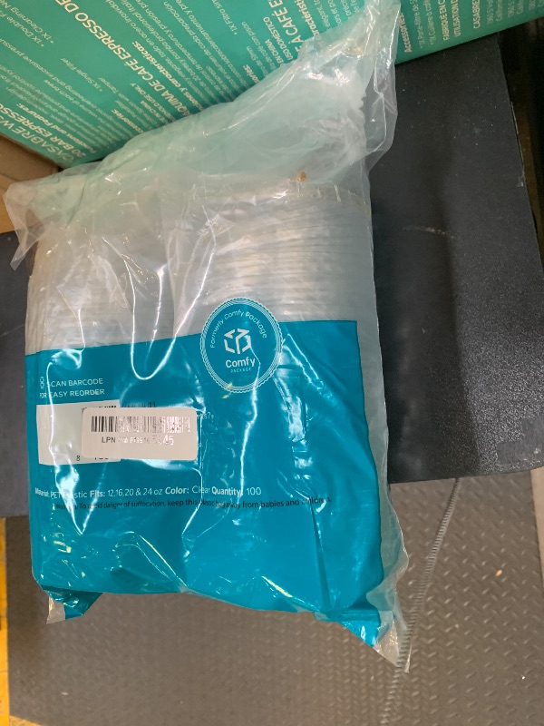 Photo 1 of [100 Count] Crystal Clear Strawless PET Plastic Lids for 12, 16, 20 & 24 oz. Milkshake Cups