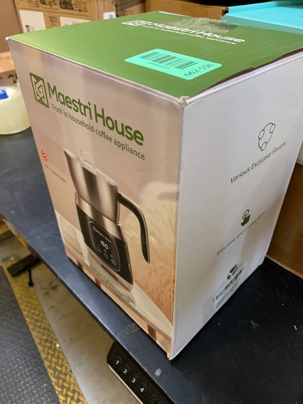 Photo 1 of Maestri House Milk Frother, Variable Temp and Froth Thickness DualFro 600 Milk Frother Steamer, 21OZ Smart Touch Control Milk Warmer, Dishwasher Safe, Memory Function for Latte&Hot Chocolate (Black)