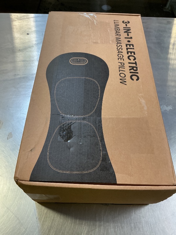 Photo 1 of Triple Fusion Back Massager with Stretching, Vibration and Heat, 3-in-1 Electric Lumbar Pillow for Lower Back Tension Relief, Deep Tissue Relaxation Massage for Home, Office, Bed, Sofa, and Car Use