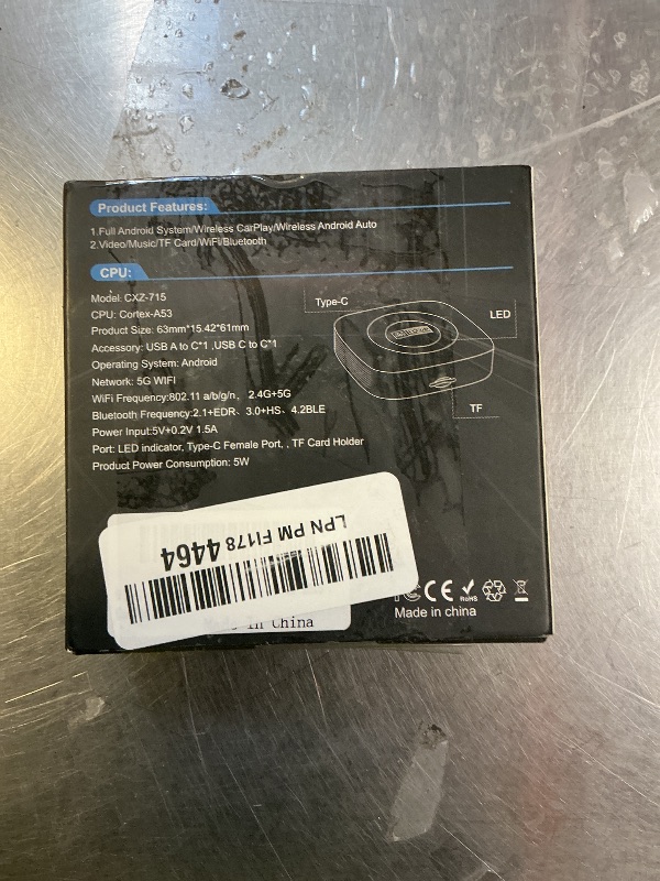 Photo 1 of Wireless Carplay Adapter for iPhone Ai Box with Netflix/YouTube Supports TF/Card Dongle Plug and Play Easy Setup Carplay & Android Auto Video Entertainment for iOS 10+ and Cars After 2015 Car