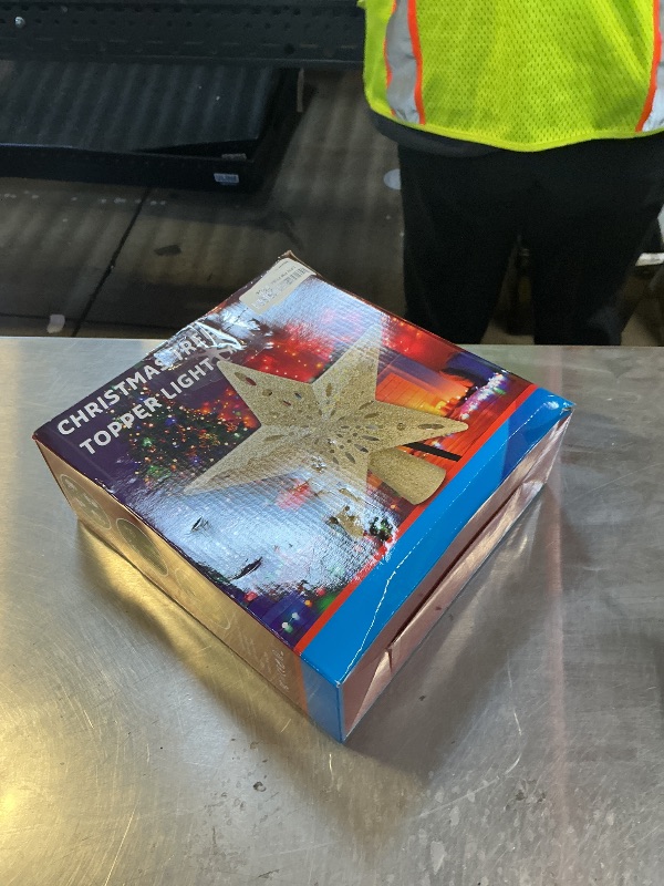 Photo 1 of 10" Christmas Tree Topper Projector with 6 Projection Modes, Built-in LED Rotating Light, 3D Glitter Dynamic Projector Light Up Xmas Tree Topper Star for Christmas Holiday Party Decorations Gifts