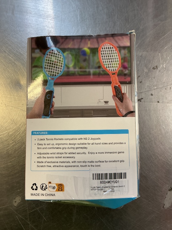 Photo 1 of [?????? ?/? ??????????]Tennis Rackets for Nintendo Switch 2 Joy-Con(2025), MENEEA 2 Pack Game Accessories for Mario Tennis Aces,Handle Grip Holder for Switch 2/Switch 1 Controller Suport Other Tennis Game for NS2 (Blue/Orange)