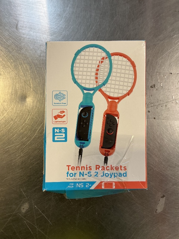 Photo 1 of [?????? ?/? ??????????]Tennis Rackets for Nintendo Switch 2 Joy-Con(2025), MENEEA 2 Pack Game Accessories for Mario Tennis Aces,Handle Grip Holder for Switch 2/Switch 1 Controller Suport Other Tennis Game for NS2 (Blue/Orange)