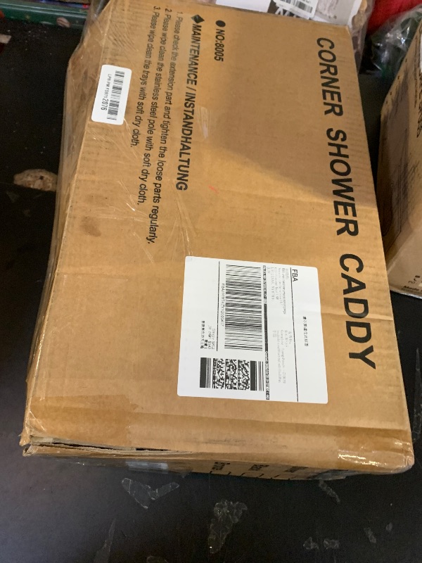 Photo 1 of **Missing parts---PARTIAL SET--**Corner Shower Caddy Tension Pole: Adjustable Rustproof 4-Tier Inside Bathroom Organizer - 47-121 inch Quick Installation Bathtub Shelves for Shampoo Storage - Rod Floor Standing Bath Rack - Black