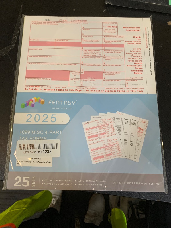 Photo 1 of 1099 MISC Forms 2025, 4 Part Tax Forms Kit, 25 Vendor Kit of Laser Forms Designed for QuickBooks and Accounting Software