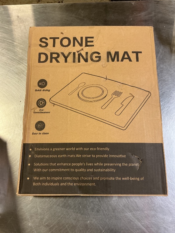 Photo 1 of Large Stone Dish Drying Mat for Kitchen Counter,Quick Dry Stone Dishes Mats,Marbled Water Absorbing Diatomaceous Earth Drying Pad for Countertop Bottles Utensils Cups(Yellow White 24"x16"&8"x4")