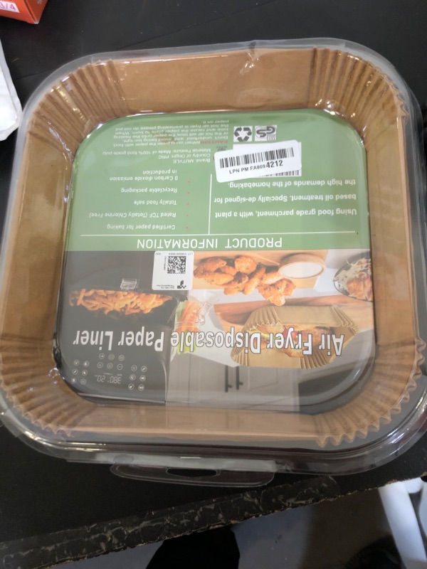 Photo 1 of 10 Inch Largest Square Air Fryer Disposable Paper Liner, XXL 100Pcs Air Fryer Parchment Liners for 8QT or Bigger Air Fryer, Non-stick, Food Grade Baking Paper for Frying, Roasting and Microwave