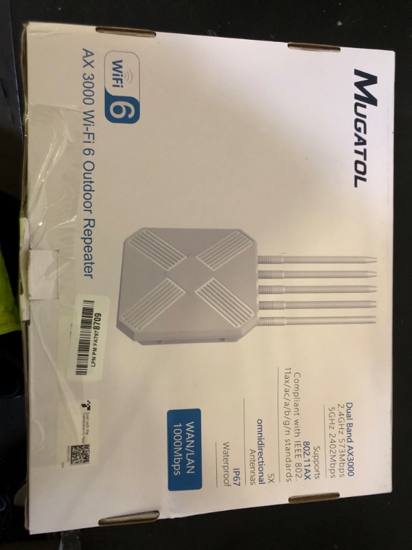 Photo 1 of *INCOMPLETE** Mugatol AX3000 Outdoor WiFi 6 Extender - Outdoor Access Point - Long-Range Dual Band WiFi, IP67/PoE/5 Antennas for Events, Commercial Use | Starlink-Compatible
