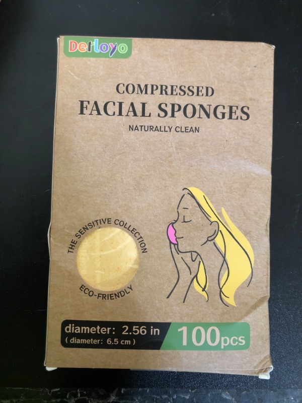 Photo 1 of 100-Count Compressed Facial Sponges, Natural Cosmetic Spa Sponges for Facial Cleansing, Exfoliating Mask, Makeup Remover, Travel Face Sponges - Yellow