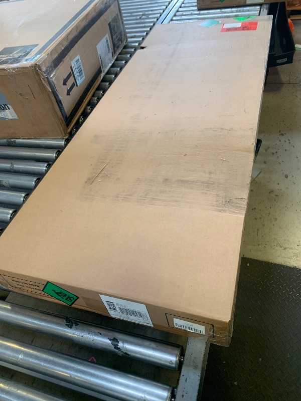 Photo 1 of IOILORI Full Size Bed Frame,Platform Bed Frame with Velvet Upholstered Headboard, Geometric, Sturdy Frame and Wooden Slats, Noiseless, No Box Spring Required, Easy to Assemble (Pink-New, Full)