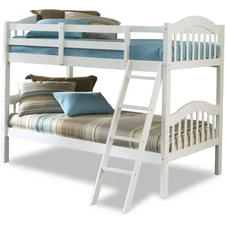 Photo 1 of Storkcraft Long Horn Twin Over Twin Bunk Bed White Box 2 of 2 Guardrails Ladd